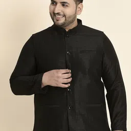 Sztori Plus Size Woven Nehru Jackets-53
