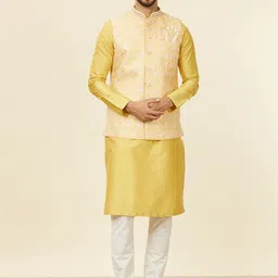 Manyavar Embroidered Woven Nehru Jacket-image-72