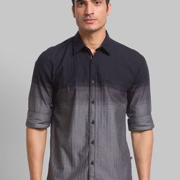 Parx Men Grey Pure Cotton Colourblocked Spread Collar Roll Up Sleeves Casual Shirt-image-76