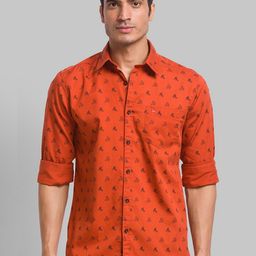 Parx Men Brown Slim Fit Floral Printed Casual Shirt-image-53