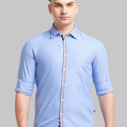Parx Men Blue Pure Cotton Spread Collar Roll Up Sleeves Casual Shirt-image-49