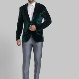 Park Avenue Men Green Solid Super Slim-Fit Single Breasted Casual Blazers-23