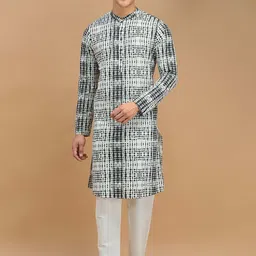 DEYANN Mandarin Collar Abstract Printed Regular Kurta with Pyjamas image 1