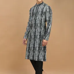 DEYANN Mandarin Collar Abstract Printed Regular Kurta with Pyjamas image 5