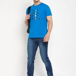Mast & Harbour Blue Typography Printed Cotton T-shirt-picture-42