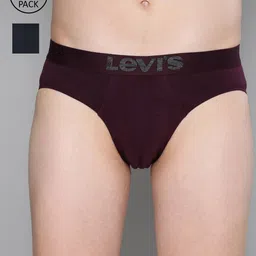 Levis Men Pack Of 2 Burgundy & Navy Blue Solid Briefs-image-84