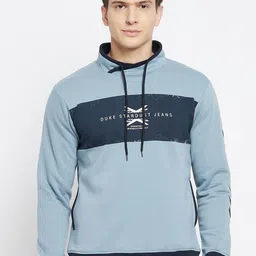 Duke Men Blue & Navy Blue Printed Pullover-image-92