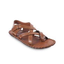 Mochi Men Tan Brown Gladiator Leather Sandals-picture-10