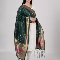 MUFFLY Ethnic Motifs Woven Design Silk Dupatta-picture-48