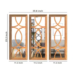 Art Street Set of 3 Gold Coloured Solid Rectangular Decorative Wall Mirror image 5