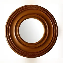 VAS collection home Brown Wooden Round Wall Mirror-40