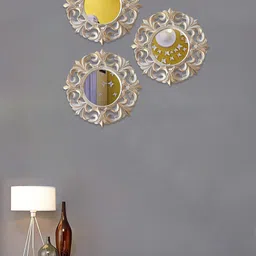 Art Street Set Of 3 Gold-Toned Round Shape Framed Wall Mirrors-21