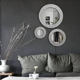 VAS collection home 3-Pcs White Textured Wooden Wall Mirrors-image-54