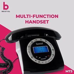 Beetel M73 Caller Id Corded Landline Phone with 16 Digit LCD Display, Retro Design, Alphanumeric Keypad, 2-Way Speaker Phone, Adjustable Ringer Volume (Black & White)(M73) image 4