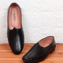 FAUSTO Men Black PU Lightweight Mojaris-image-70