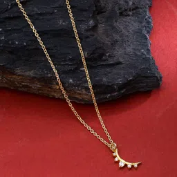 Kicky And Perky 925 Sterling Silver Gold-Plated Moon Pendant With Chain-56