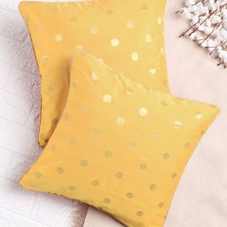 SAKA DESIGNS Yellow & Red Set of 2 Embellished Square Cushion Covers-44