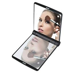 Falong Compact Travel Makeup Mirror with 8 LED Lights, Handheld Portable Folding Lighted Magnifying Vanity Cosmetic Mirror, Rectangular, tabletop mount, Framed, Multicolour image 4