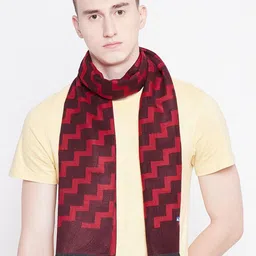 Alvaro Castagnino Men Maroon & Red Printed Muffler-3