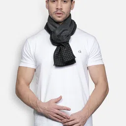 Alvaro Castagnino Men Grey & Black Checked Muffler-image-91