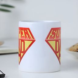 fnp White & Red Superhero Dad Printed Ceramic Glossy Mug 325 ml-22