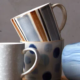 Denby White & Blue Handcrafted Printed Ceramic Glossy Mug-13
