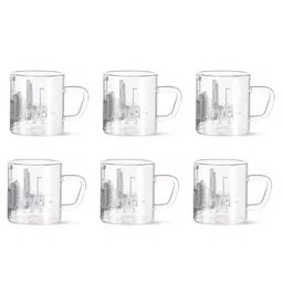 BOROSIL Artisan Transparent 6 Pieces Printed Glass Mugs - 210 ML Each image 4