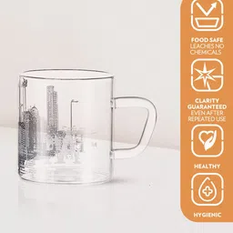 BOROSIL Artisan Transparent 6 Pieces Printed Glass Mugs - 210 ML Each image 5