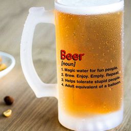 Indigifts Text Printed Frosted Beer Mug-32