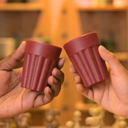 Eha Red 2 Pieces Textured Kulladhs 100 ml each-35