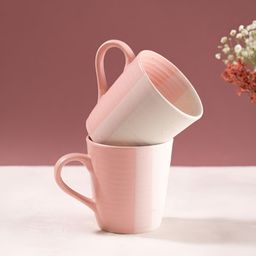 URBAN SPACE Pink Crafted Ceramics Textured Ceramic Matte Mugs Set of Cups and Mugs-55