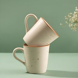 URBAN SPACE Cream-Coloured & Beige Crafted Ceramics Textured Ceramic Matte Mugs Set of Cups and Mugs-20