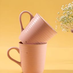 URBAN SPACE Pink Crafted Ceramics Solid Ceramic Matte Mugs Set of Cups and Mugs-5