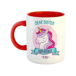 ARTBUG Red & White Printed Ceramic Dishwasher And Microwave Safe Glossy Mug 350ml-46