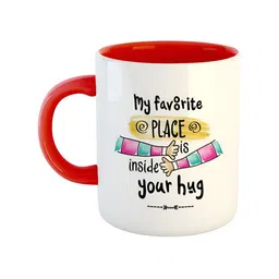ARTBUG Red & White Printed Ceramic Glossy Mug 350ml-12