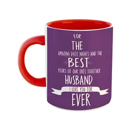ARTBUG Red The Best Husband Ever Printed Ceramic Glossy Mugs 350 ml-picture-38