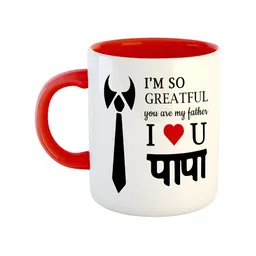 ARTBUG Red & White I Love You Papa Printed Ceramic Glossy Mug 350 ml-26