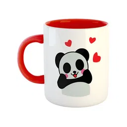 ARTBUG Red & White Printed Ceramic Glossy Core Mugs 330 ml-4
