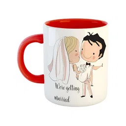 ARTBUG White & Red Printed Ceramic Glossy Mug 350ml-27