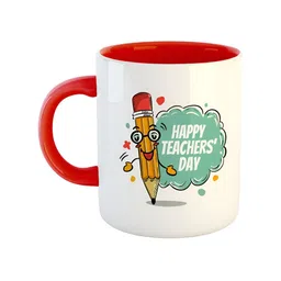ARTBUG Red & White Graphic Printed Ceramic Glossy Mug 350 ml-47