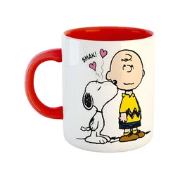 ARTBUG Red & White Printed Ceramic Microwave Safe Glossy Finish Mug 350 ml-58