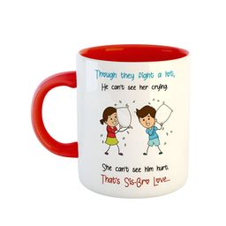 ARTBUG Red & White Printed Ceramic Dishwasher And Microwave Safe Glossy Mug 350ml-48