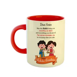 ARTBUG Red & Beige Printed Ceramic Glossy Core Mugs 330 ml-1