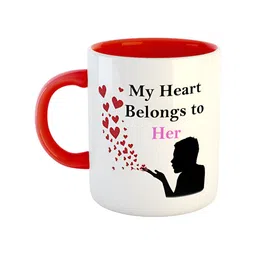 ARTBUG Red & White Printed Ceramic Glossy Mug 350 ml-45