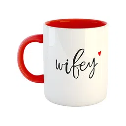 ARTBUG Red & White Typography Printed Ceramic Glossy Mug 350 ml-53