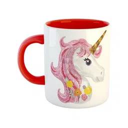 ARTBUG Red & White Unicorn Head Printed Ceramic Glossy Mug 350 ml-picture-13