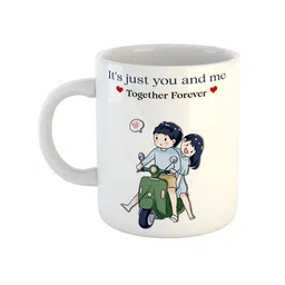 ARTBUG White & White Printed Ceramic Glossy Core Set of Cups and Mugs-19