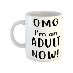 ARTBUG White & White Printed Ceramic Glossy Core Set of Cups and Mugs-10