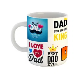 ARTBUG White & White Printed Ceramic Glossy Core Set of Cups and Mugs-picture-48