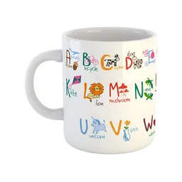 ARTBUG White & White Printed Ceramic Glossy Core Set of Cups and Mugs-0